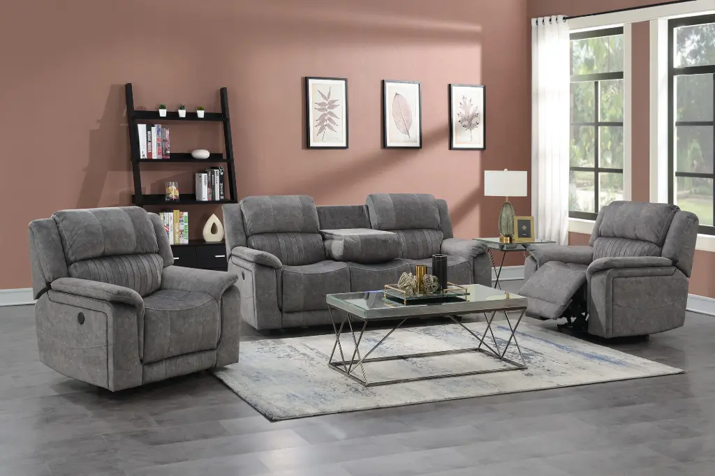 🛋️ Hugo Grey Fabric Recliner Lounge Suite – Just $62/Week!