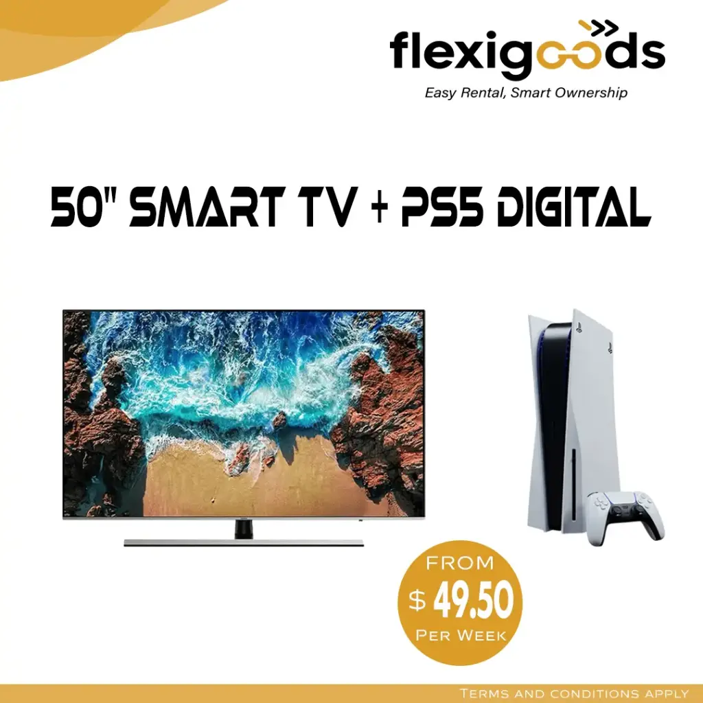 50” Smart TV + PS5 Digital Combo - Just $49.50/Week!