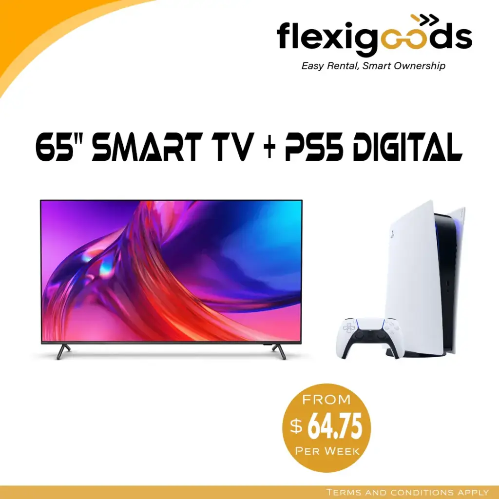 65” Smart TV + PS5 Digital Combo - Just $64.75/Week!