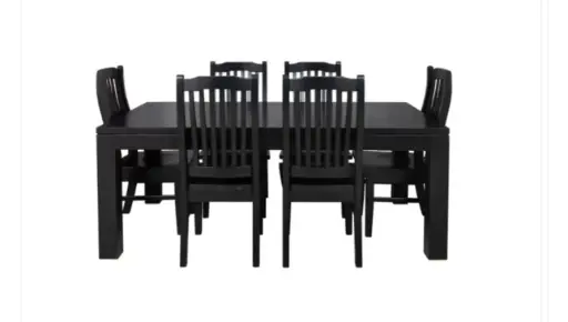 🍽️ Black 7-Piece Dining Suite – Rent to Own Dining Set from $31.50/Week