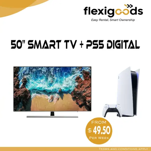 50” Smart TV + PS5 Digital Combo - Just $49.50/Week!